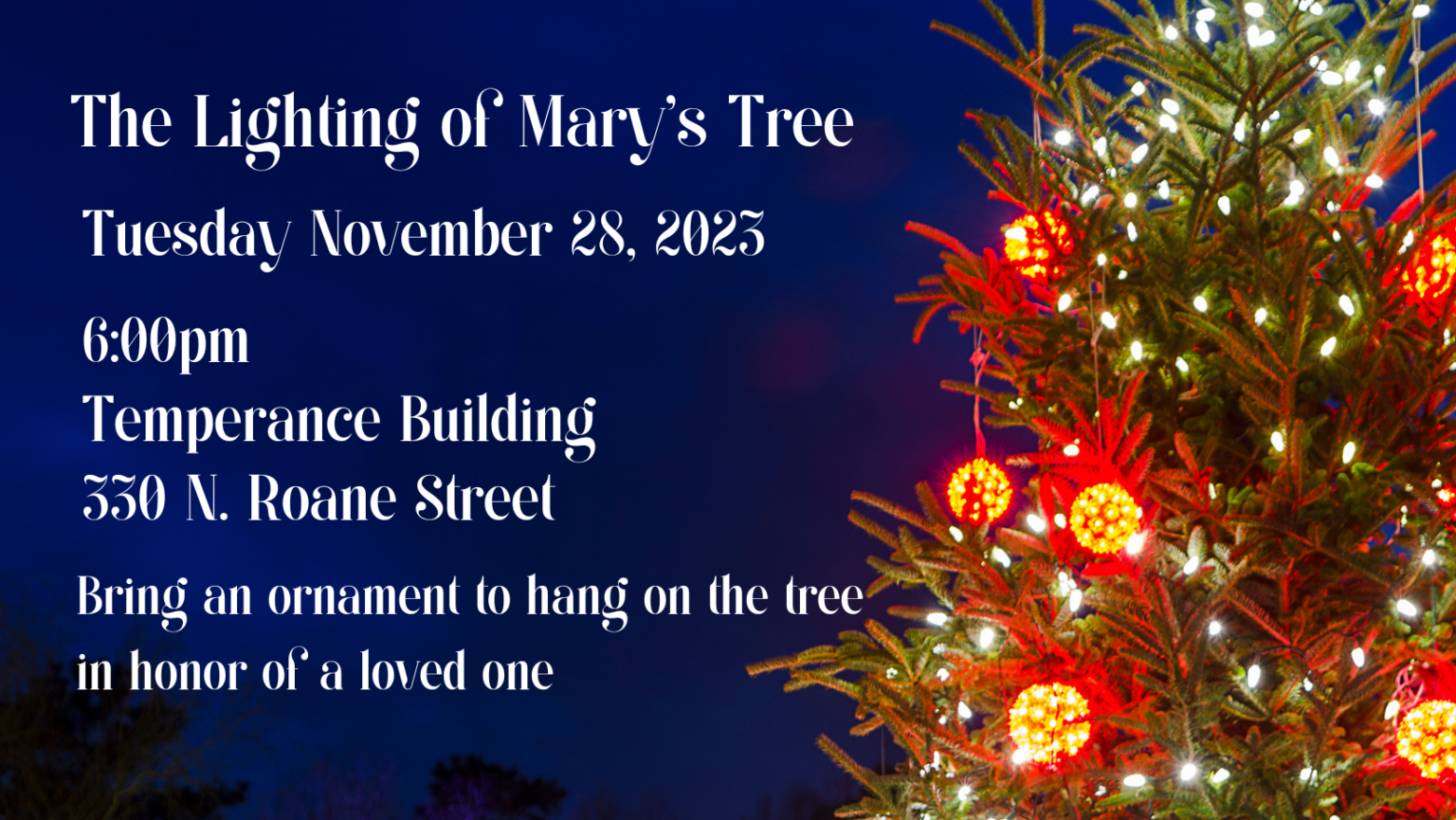 The Annual Lighting of Mary’s Tree – Harriman, TN